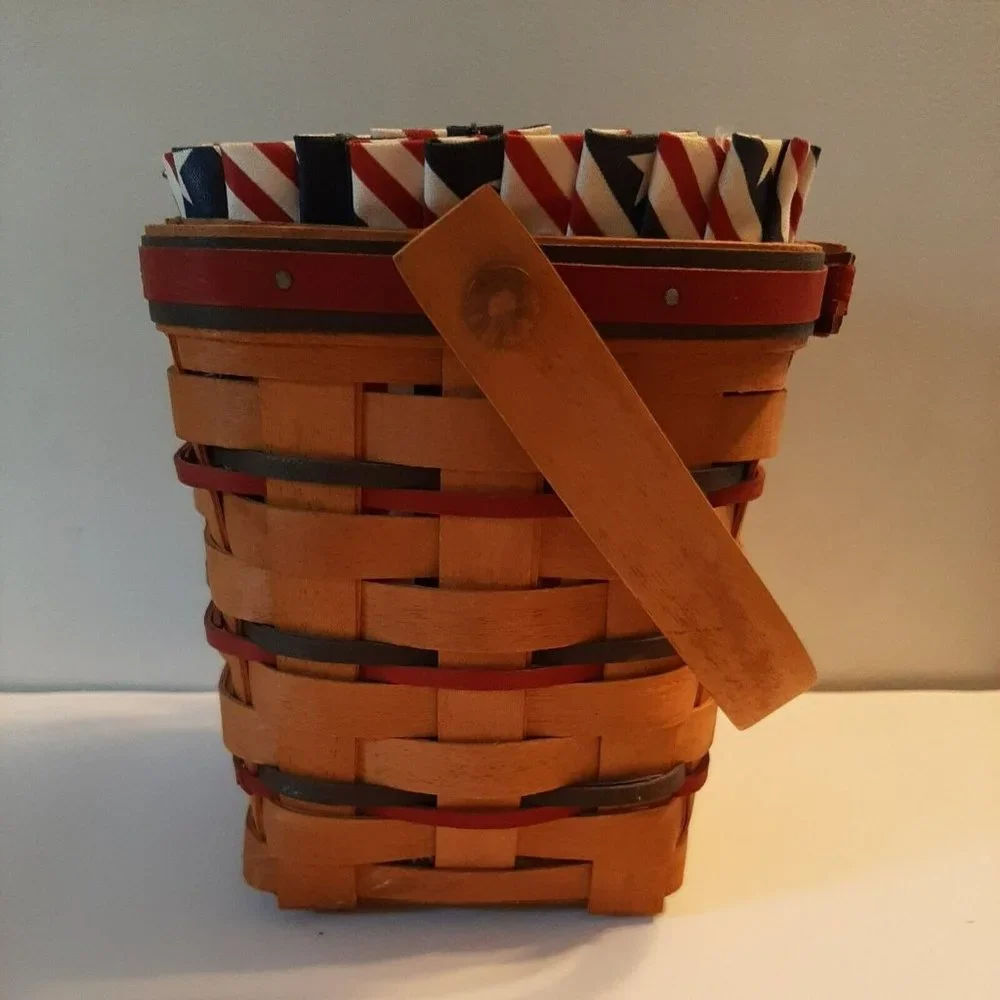 Longaberger 1995 All American Carry Along Basket Red White Blue Patriotic 6.5